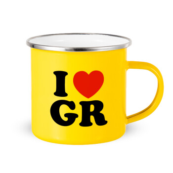 I Love GR, Yellow Enamel Metallic Cup 360ml