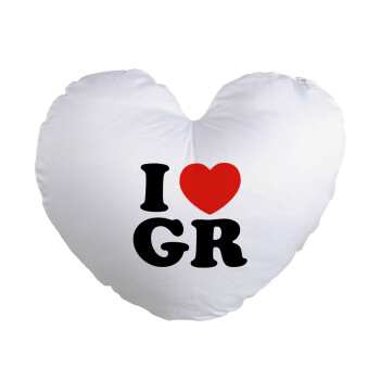 I Love GR, Μαξιλάρι καναπέ καρδιά 40x40cm περιέχεται το  γέμισμα