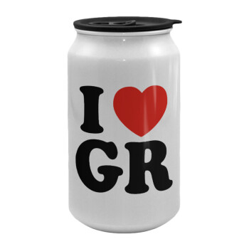 I Love GR, Κούπα ταξιδιού μεταλλική με καπάκι (tin-can) 500ml