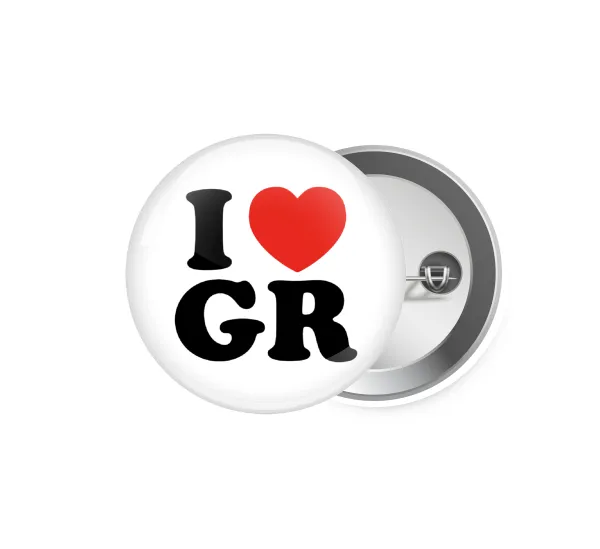 I Love GR — Pin badge, 5.9cm