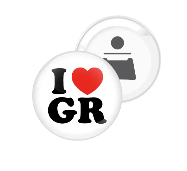 I Love GR — Round magnet and beer bottle opener, 5.9cm