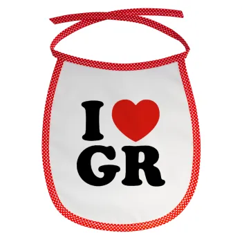 I Love GR, Σαλιάρα μωρού αλέκιαστη με κορδόνι Κόκκινη
