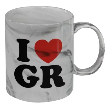I Love GR, Mug ceramic marble style, 330ml