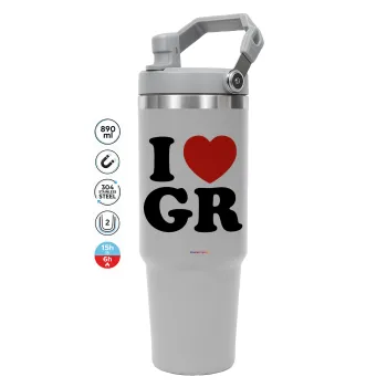 I Love GR, GREY color, 890ml (30oz) stainless Steel Tumbler with Handle