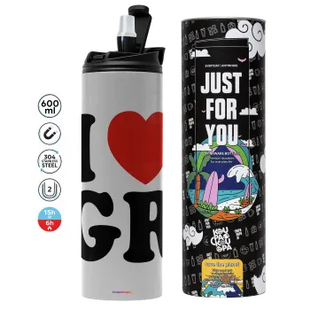 I Love GR, Tumbler stainless steel GREY 600ml