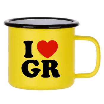 I Love GR, Metallic enamel MATT Yellow cup 360ml