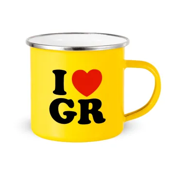 I Love GR, Yellow Enamel Metallic Cup 360ml