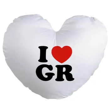 I Love GR, Μαξιλάρι καναπέ καρδιά 40x40cm περιέχεται το  γέμισμα