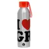 Αλουμινένιο Αθλητικό Μπουκάλι 650ml – Ασημί με Κόκκινο Καπάκι και Λουράκι Σιλικόνης