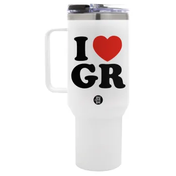 I Love GR, Mega Tumbler με καπάκι, διπλού τοιχώματος (θερμό) 1,2L
