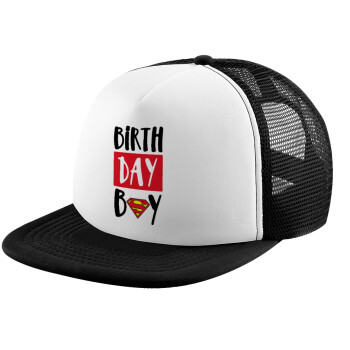 Birth day Boy (superman), Καπέλο Soft Trucker με Δίχτυ Black/White 
