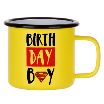 Birth day Boy (superman), Κούπα Μεταλλική εμαγιέ ΜΑΤ Κίτρινη 360ml