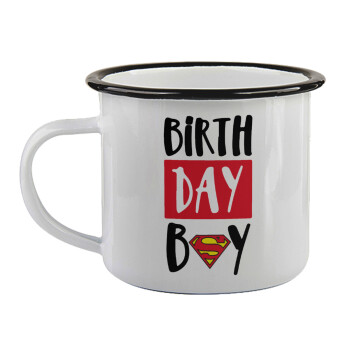 Birth day Boy (superman), Κούπα εμαγιέ με μαύρο χείλος 360ml