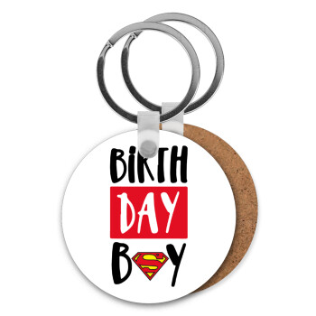 Birth day Boy (superman), Μπρελόκ Ξύλινο στρογγυλό MDF Φ5cm