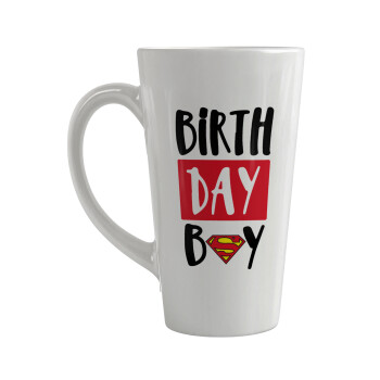 Birth day Boy (superman), Κούπα κωνική Latte Μεγάλη, κεραμική, 450ml