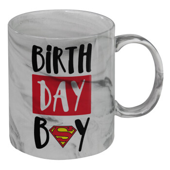 Birth day Boy (superman), Κούπα κεραμική, marble style (μάρμαρο), 330ml