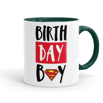 Birth day Boy (superman), Κούπα χρωματιστή πράσινη, κεραμική, 330ml