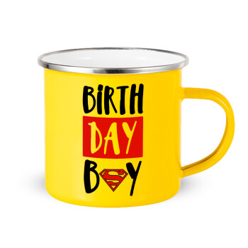 Birth day Boy (superman), Κούπα Μεταλλική εμαγιέ Κίτρινη 360ml