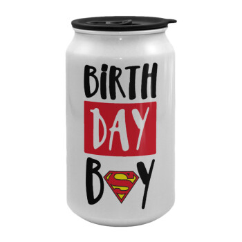 Birth day Boy (superman), Κούπα ταξιδιού μεταλλική με καπάκι (tin-can) 500ml