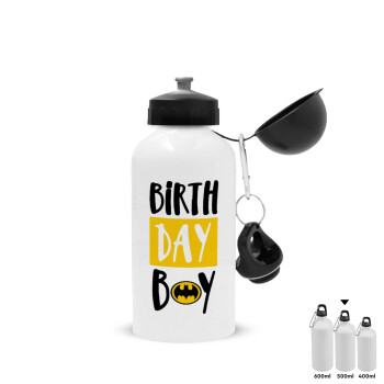 Birth day Boy (batman), Μεταλλικό παγούρι νερού, Λευκό, αλουμινίου 500ml