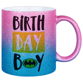 Birth day Boy (batman), Κούπα Χρυσή/Μπλε Glitter, κεραμική, 330ml