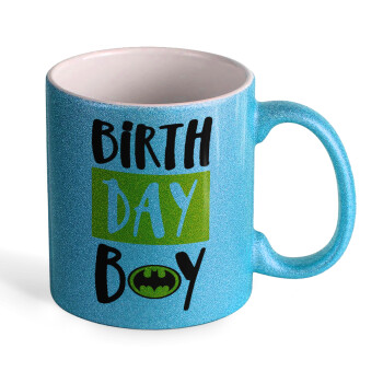 Birth day Boy (batman), Κούπα Σιέλ Glitter που γυαλίζει, κεραμική, 330ml