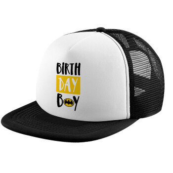 Birth day Boy (batman), Καπέλο Ενηλίκων Soft Trucker με Δίχτυ Black/White (POLYESTER, ΕΝΗΛΙΚΩΝ, UNISEX, ONE SIZE)