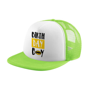 Birth day Boy (batman), Καπέλο παιδικό Soft Trucker με Δίχτυ Πράσινο/Λευκό