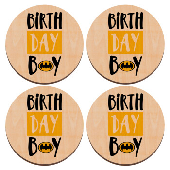 Birth day Boy (batman), ΣΕΤ x4 Σουβέρ ξύλινα στρογγυλά plywood (9cm)