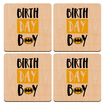 Birth day Boy (batman), ΣΕΤ x4 Σουβέρ ξύλινα τετράγωνα plywood (9cm)