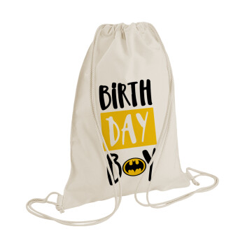 Birth day Boy (batman), Τσάντα πλάτης πουγκί GYMBAG natural (28x40cm)