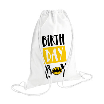 Birth day Boy (batman), Τσάντα πλάτης πουγκί GYMBAG λευκή (28x40cm)