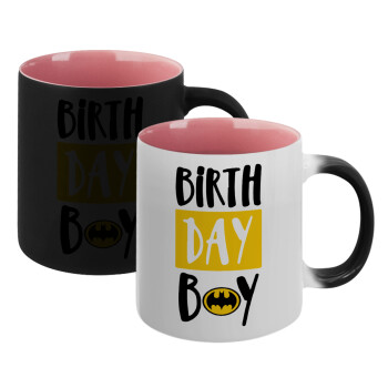Birth day Boy (batman), Κούπα Μαγική εσωτερικό ΡΟΖ, κεραμική 330ml που αλλάζει χρώμα με το ζεστό ρόφημα (1 τεμάχιο)