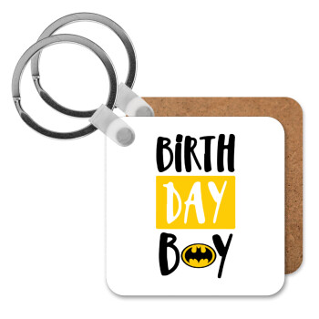 Birth day Boy (batman), Μπρελόκ Ξύλινο τετράγωνο MDF 5cm (3mm πάχος)
