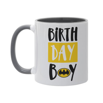 Birth day Boy (batman), Κούπα χρωματιστή γκρι, κεραμική, 330ml