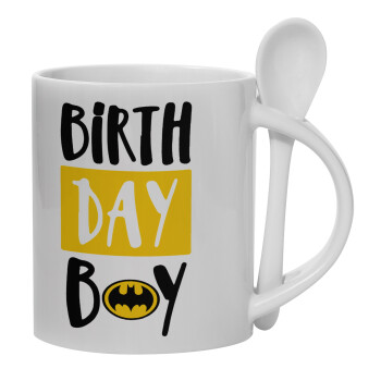 Birth day Boy (batman), Κούπα, κεραμική με κουταλάκι, 330ml (1 τεμάχιο)