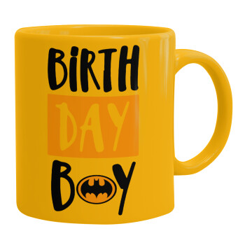 Birth day Boy (batman), Κούπα, κεραμική κίτρινη, 330ml (1 τεμάχιο)