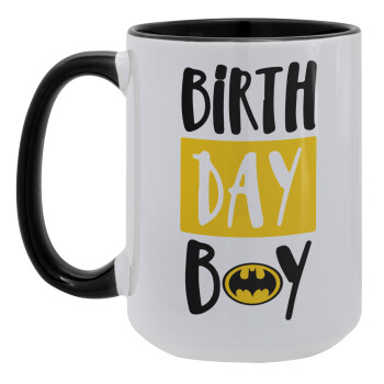 Birth day Boy (batman), Κούπα Mega 15oz, κεραμική Μαύρη, 450ml