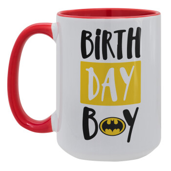 Birth day Boy (batman), Κούπα Mega 15oz, κεραμική Κόκκινη, 450ml