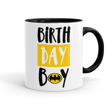 Birth day Boy (batman), Κούπα χρωματιστή μαύρη, κεραμική, 330ml