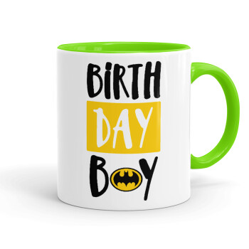 Birth day Boy (batman), Mug colored light green, ceramic, 330ml