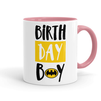 Birth day Boy (batman), Κούπα χρωματιστή ροζ, κεραμική, 330ml