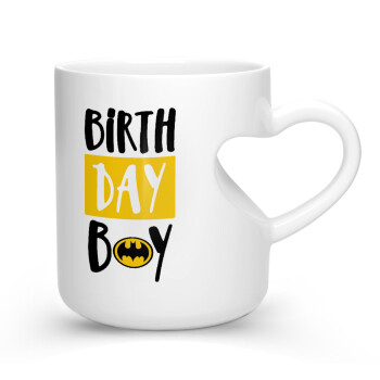 Birth day Boy (batman), Κούπα καρδιά λευκή, κεραμική, 330ml