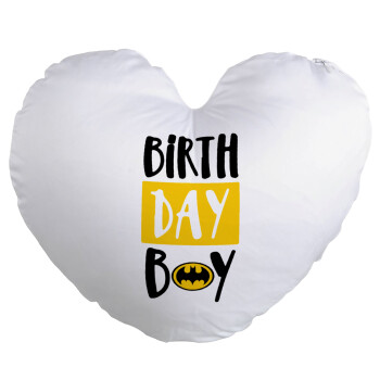 Birth day Boy (batman), Μαξιλάρι καναπέ καρδιά 40x40cm περιέχεται το  γέμισμα
