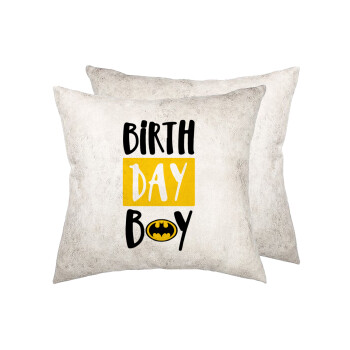 Birth day Boy (batman), Μαξιλάρι καναπέ Δερματίνη Γκρι 40x40cm με γέμισμα