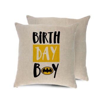 Birth day Boy (batman), Μαξιλάρι καναπέ ΛΙΝΟ 40x40cm περιέχεται το  γέμισμα