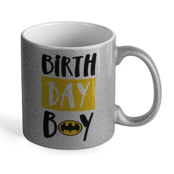 Birth day Boy (batman), Κούπα Ασημένια Glitter που γυαλίζει, κεραμική, 330ml