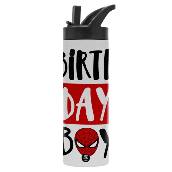 Birth day Boy (spiderman), bottle-thermo-straw
