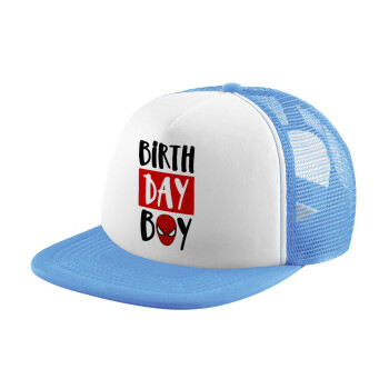Birth day Boy (spiderman), Καπέλο Soft Trucker με Δίχτυ Γαλάζιο/Λευκό