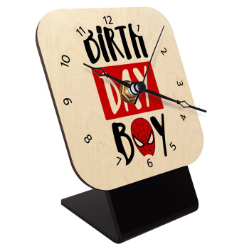 Birth day Boy (spiderman), Επιτραπέζιο ρολόι σε φυσικό ξύλο (10cm)